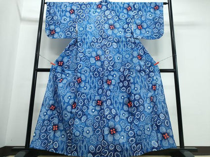 平和屋着物∴夏物　浴衣　有松鳴海絞り　草花文　綿　逸品　CABJ0191ng
