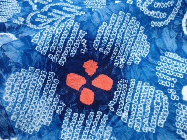 平和屋着物∴夏物　浴衣　有松鳴海絞り　草花文　綿　逸品　CABJ0191ng