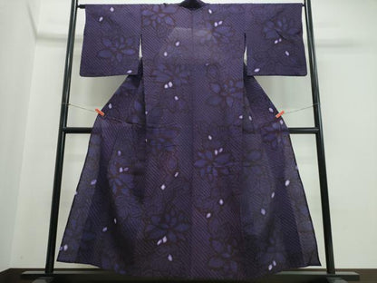 平和屋着物∴夏物　浴衣　有松鳴海絞り　枝花文　綿　逸品　CABJ0192ng