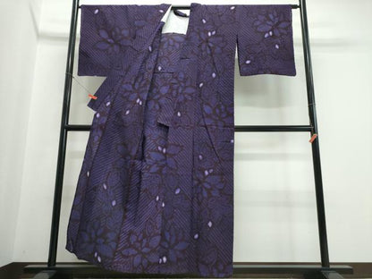 平和屋着物∴夏物　浴衣　有松鳴海絞り　枝花文　綿　逸品　CABJ0192ng