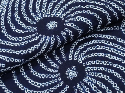 平和屋着物∴夏物　浴衣　有松鳴海絞り　渦巻文様　綿　逸品　CABJ0195ng
