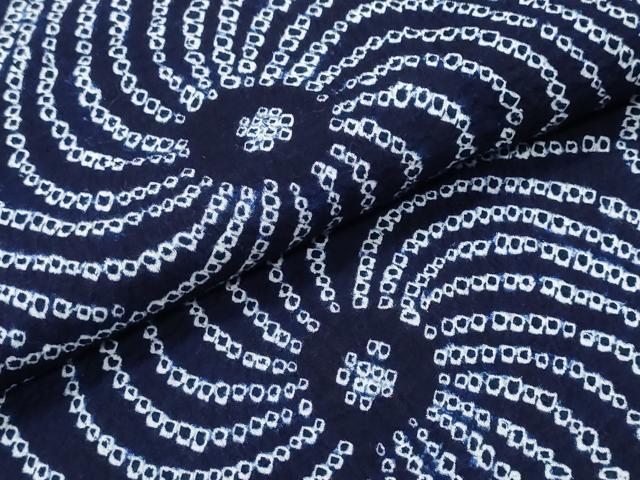 平和屋着物∴夏物　浴衣　有松鳴海絞り　渦巻文様　綿　逸品　CABJ0195ng