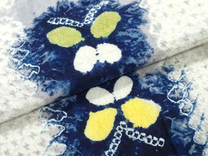 平和屋着物∴夏物　浴衣　有松鳴海絞り　市松舞蝶文　綿　逸品　CABJ0196ng