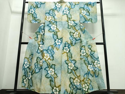 平和屋着物∴夏物　浴衣　有松鳴海絞り　枝花文　綿　逸品　CABJ0199ng