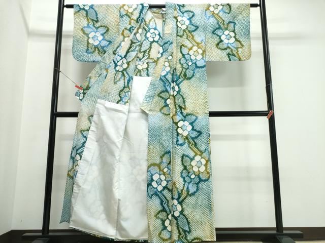 平和屋着物∴夏物　浴衣　有松鳴海絞り　枝花文　綿　逸品　CABJ0199ng