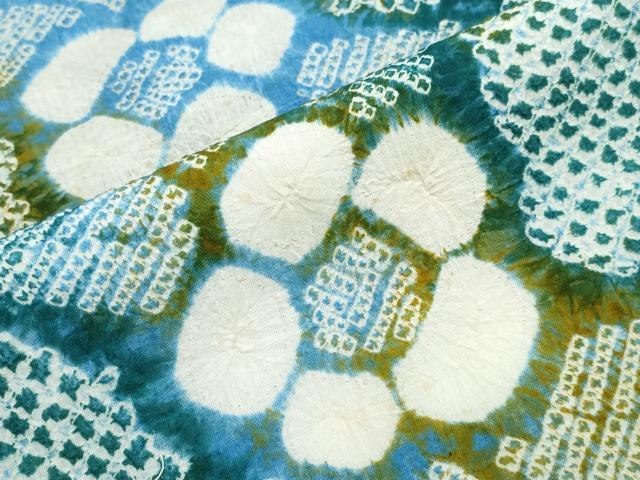 平和屋着物∴夏物　浴衣　有松鳴海絞り　枝花文　綿　逸品　CABJ0199ng
