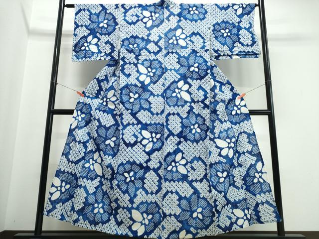 平和屋着物∴夏物　浴衣　有松鳴海絞り　舞花文　綿　逸品　CABJ0200ng