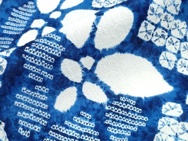平和屋着物∴夏物　浴衣　有松鳴海絞り　舞花文　綿　逸品　CABJ0200ng