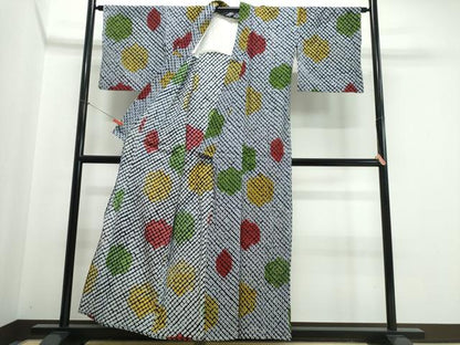 平和屋着物∴夏物　浴衣　有松鳴海絞り　蜘蛛絞り　亀甲文様　綿　逸品　CABJ0204ng
