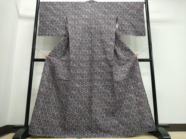 平和屋着物∴夏物　浴衣　有松鳴海絞り　亀甲花文　綿　逸品　CABJ0206ng