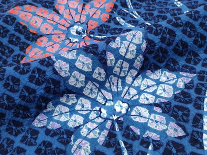 平和屋着物∴夏物　浴衣　有松鳴海絞り　蜘蛛絞り　舞葉文　綿　逸品　CABJ0207ng
