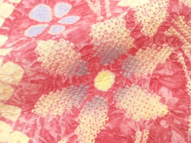 平和屋着物∴夏物　浴衣　有松鳴海絞り　草花文　綿　逸品　CABJ0208ng