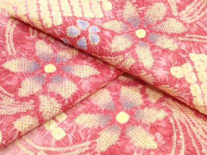 平和屋着物∴夏物　浴衣　有松鳴海絞り　草花文　綿　逸品　CABJ0208ng