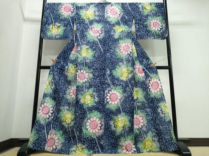 平和屋着物∴夏物　浴衣　有松鳴海絞り　向日葵　綿　逸品　CABJ0209ng