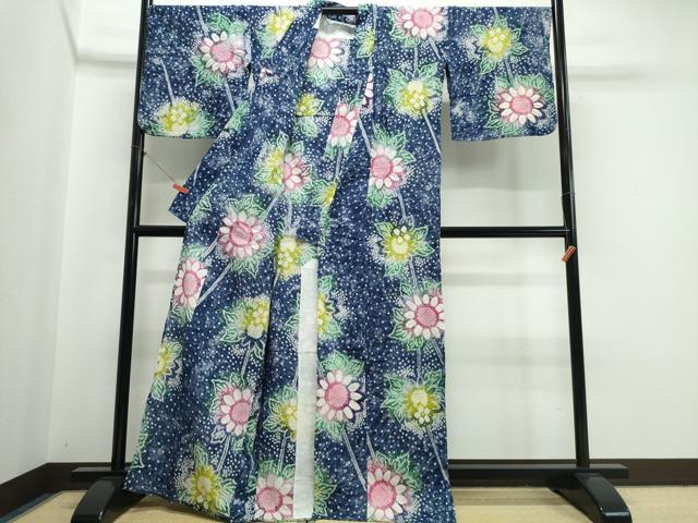 平和屋着物∴夏物　浴衣　有松鳴海絞り　向日葵　綿　逸品　CABJ0209ng