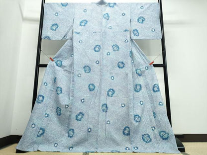 平和屋着物∴夏物　浴衣　有松鳴海絞り　舞草花文　綿　逸品　CABJ0210ng