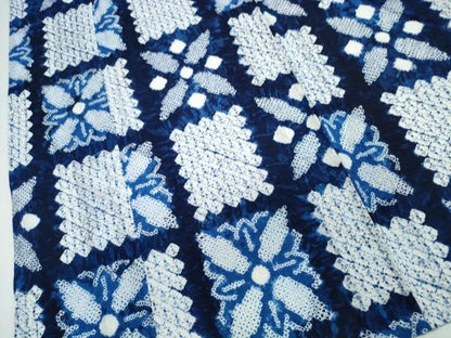 平和屋着物∴夏物　浴衣　有松鳴海絞り　市松花文　綿　逸品　CABJ0211ng