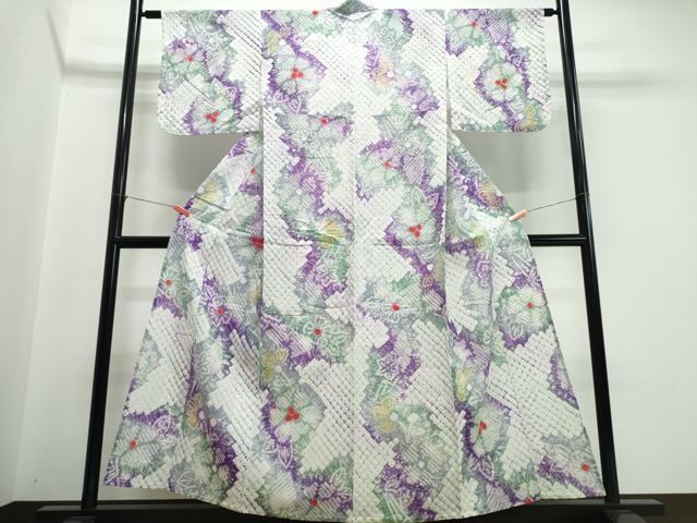 平和屋着物∴夏物　浴衣　有松鳴海絞り　舞花文　綿　逸品　未使用　CABJ0213ng