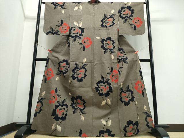 平和屋着物∴夏物　浴衣　コシノジュンコ　JUNKO KOSHINO 　手縫い　注染　舞花文　綿　逸品　CABJ0221ng