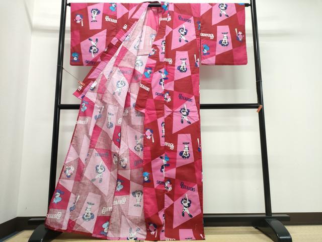 平和屋着物∴夏物　浴衣　野球キャラクター　綿　逸品　CABJ0223ng