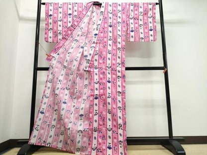平和屋着物∴夏物　浴衣　野球キャラクター　綿　逸品　CABJ0225ng