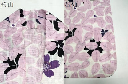平和屋着物∴夏物　浴衣　綿紅梅　草花桜　金彩　綿　逸品　CABJ0227ng