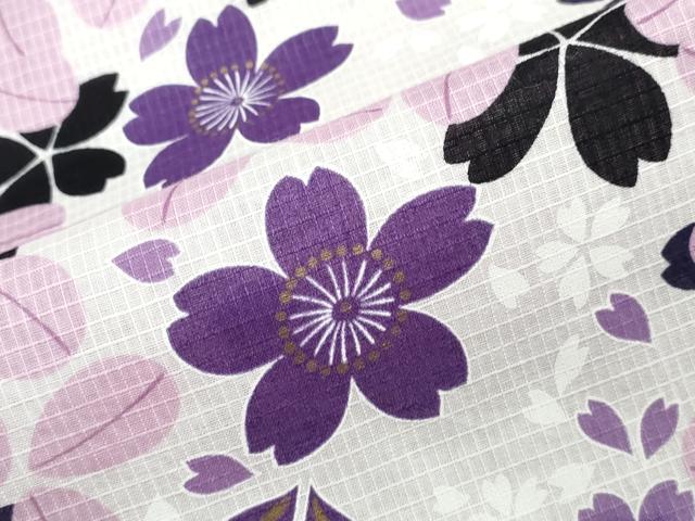 平和屋着物∴夏物　浴衣　綿紅梅　草花桜　金彩　綿　逸品　CABJ0227ng