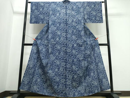 平和屋着物∴夏物　浴衣　綿紅梅　舞葉文　綿　逸品　CABJ0229ng