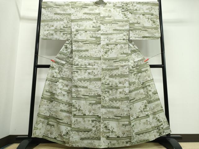 平和屋着物∴夏物　浴衣　注染　霞竹梅菊文　綿　逸品　CABJ0230ng