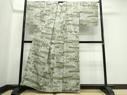 平和屋着物∴夏物　浴衣　注染　霞竹梅菊文　綿　逸品　CABJ0230ng