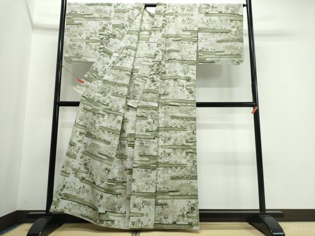 平和屋着物∴夏物　浴衣　注染　霞竹梅菊文　綿　逸品　CABJ0230ng