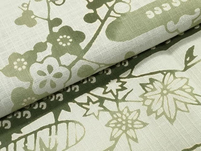 平和屋着物∴夏物　浴衣　注染　霞竹梅菊文　綿　逸品　CABJ0230ng