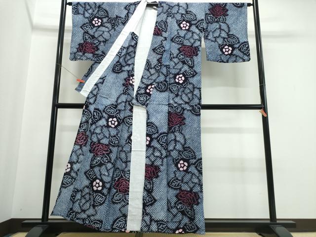 平和屋着物∴夏物　浴衣　有松鳴海絞り　薔薇　綿　逸品　CABJ0232ng