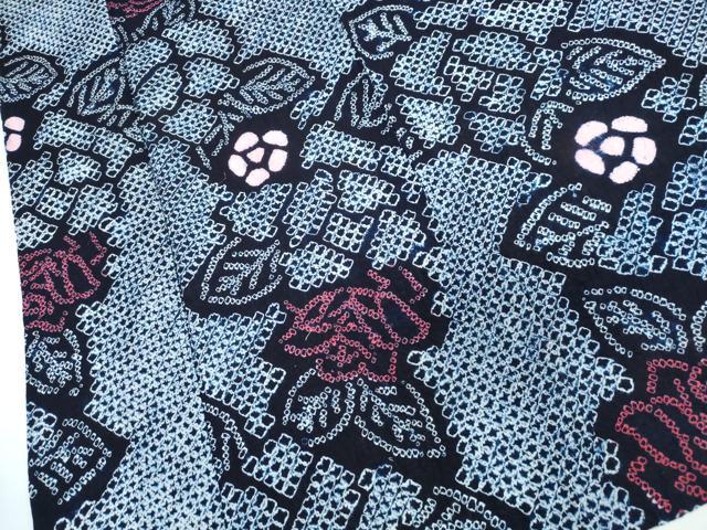 平和屋着物∴夏物　浴衣　有松鳴海絞り　薔薇　綿　逸品　CABJ0232ng