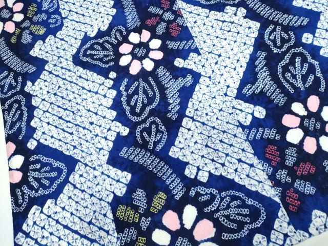 平和屋着物∴夏物　浴衣　有松鳴海絞り　舞菊文　綿　逸品　CABJ0233ng