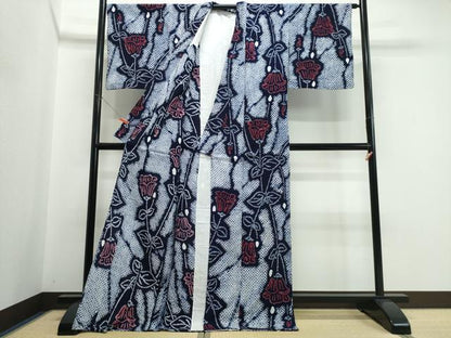 平和屋着物∴夏物　浴衣　有松鳴海絞り　草花文　綿　逸品　CABJ0237ng