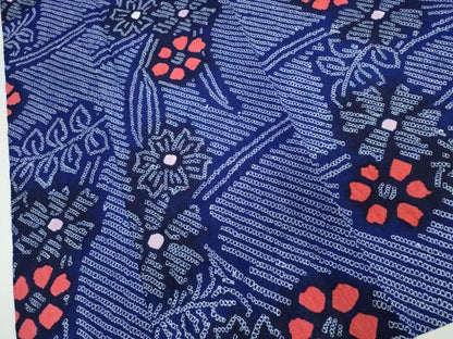 平和屋着物∴夏物　浴衣　有松鳴海絞り　枝葉花文　綿　逸品　CABJ0238ng
