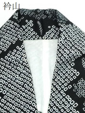平和屋着物∴夏物　浴衣　有松鳴海絞り　枝椿　黒地　綿　逸品　CABJ0239ng