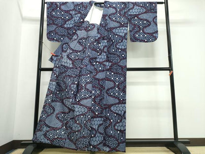 平和屋着物∴夏物　浴衣　有松鳴海絞り　流水七宝亀甲花文　綿　逸品　CABJ0240ng