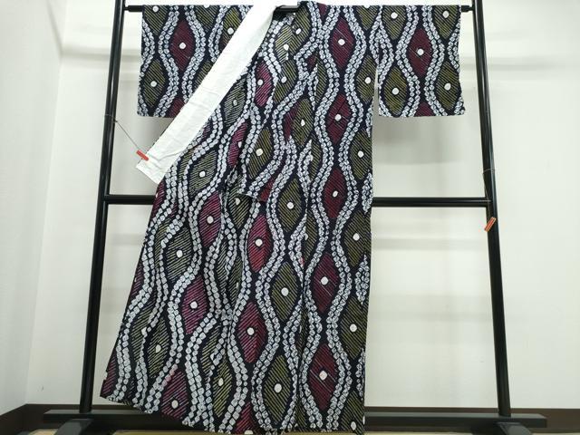 平和屋着物∴夏物　浴衣　有松鳴海絞り　立涌吉祥文　綿　逸品　CABJ0241ng