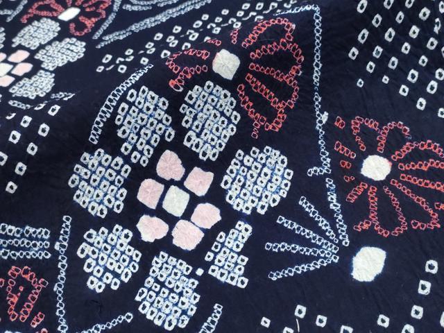 平和屋着物∴夏物　浴衣　有松鳴海絞り　流水扇花文　綿　逸品　未使用　CABJ0243ng