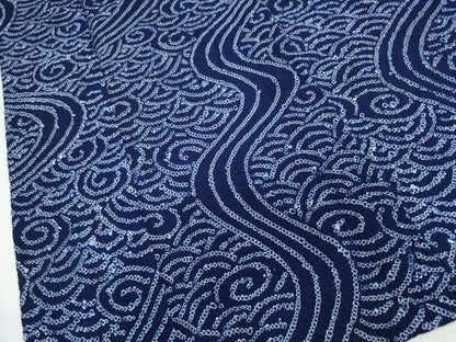 平和屋着物∴夏物　浴衣　有松鳴海絞り　流水文　綿　逸品　CABJ0244ng