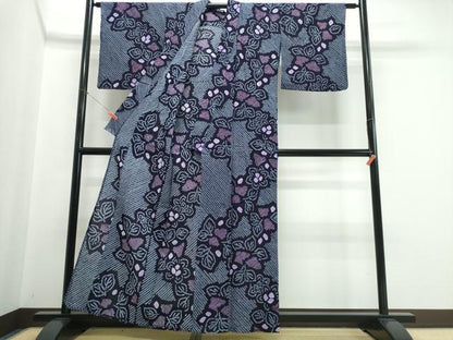平和屋着物∴夏物　浴衣　有松鳴海絞り　舞葉花文　綿　逸品　CABJ0246ng