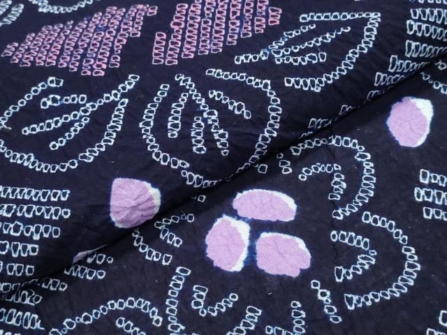 平和屋着物∴夏物　浴衣　有松鳴海絞り　舞葉花文　綿　逸品　CABJ0246ng