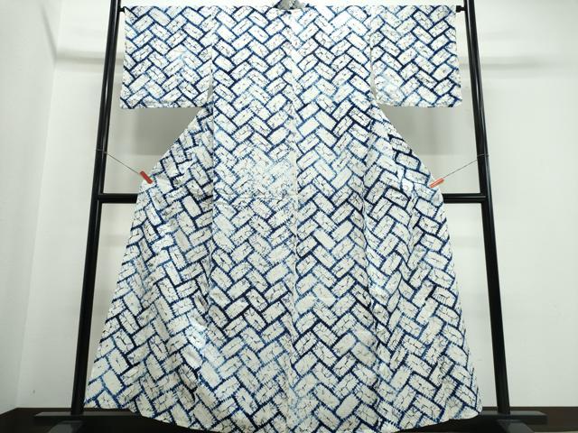 平和屋着物∴夏物　浴衣　有松鳴海絞り　檜垣文　綿　逸品　CABJ0247ng