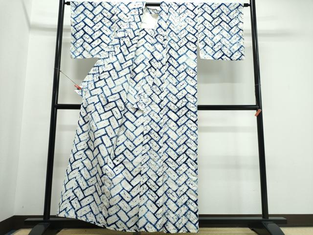 平和屋着物∴夏物　浴衣　有松鳴海絞り　檜垣文　綿　逸品　CABJ0247ng