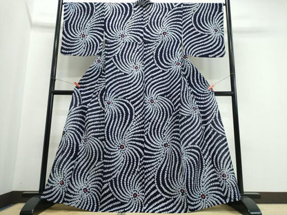 平和屋着物∴夏物　浴衣　有松鳴海絞り　渦巻文様　綿　逸品　未使用　CABJ0248ng
