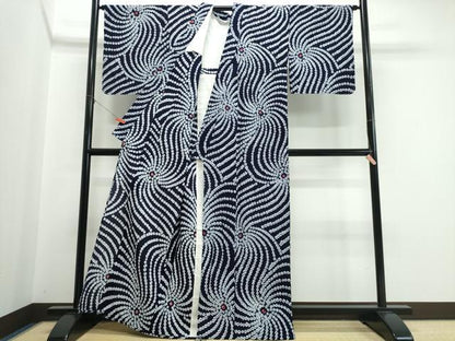 平和屋着物∴夏物　浴衣　有松鳴海絞り　渦巻文様　綿　逸品　未使用　CABJ0248ng