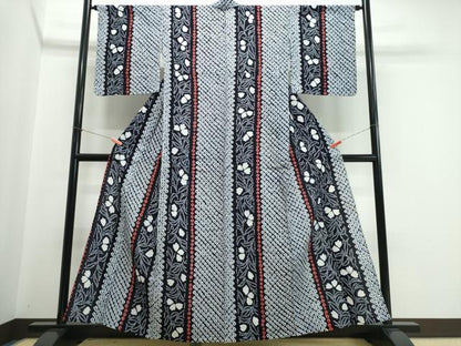 平和屋着物∴夏物　浴衣　有松鳴海絞り　草花間道　綿　逸品　CABJ0251ng