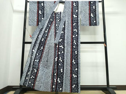 平和屋着物∴夏物　浴衣　有松鳴海絞り　草花間道　綿　逸品　CABJ0251ng